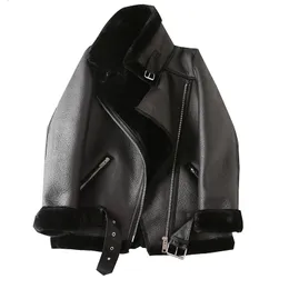Женские куртки ZVRI Женская куртка с очень густым теплым и ягнцом -районом искусственного меха 221122
