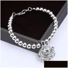 Braccialetti di fascino Bracciale diffusore di aromaterapia Argento placcato Scava fuori Bracciali di olio essenziale a forma di cuore Gioielli di perline di moda Dro Dhhot