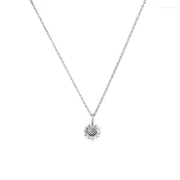 Pendant Necklaces Mavis Hare 316L Stainless Steel BLOSSOMING SUNFLOWER ANKLET Necklace Mini Cute Flower As Mother's Day Gift