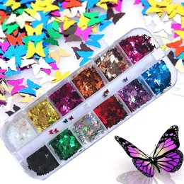 Nail Glitter 5mm Butterfly Nails paljetter holografiska dekorationer manikyr tillbehör flakes kit laser design 3d charms ornament