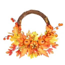 Fiori decorativi ghirlande ghirlanda autunno ghirlanda ghirlanda artificiale bacche di zucca pino cono pino acero pino ghirlance panno rattan materiale rattan decorazione per la casa 221122