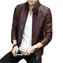 Männer Jacken Männer Faux Leder Jacke Outwear Freizeit PU Motorrad Mantel Stehkragen Slim Chaqueta De Hombre