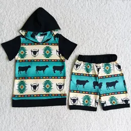 Nuevo diseño de ropa para bebés, niños pequeños, conjunto de sudaderas con capucha Farm Life Print, ropa de diseñador para niños, traje de verano para niños, ropa para niños pequeños Hi2759