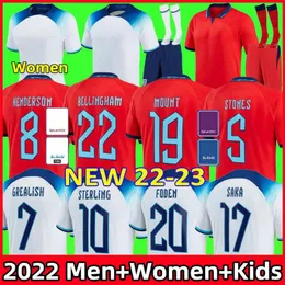 Kane Bellingham Saka Equipo Nacional Jerseys Inglaterra Foden Trippier Sterling Grealish Sancho Mount Rice 2022 2023 Camisa de fútbol Men Kit Kit Uniformes