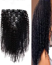 Clipe de cabelo cacheado e afro mongol em extensão de cabelo humano 7a grau afro kinky curly weave bundles6237866