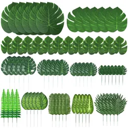 Faux Floral Greenery 103PCS Artificial Palm Jungle Leaves Decorations For Party DIY Garden Wedding Home Decor Green Turtle Watermelon Iron Leaf Cloth 221122