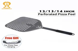 Shangpeuxuan 14 1312 Zoll perforiertes Pizza -Schale Rechteckige Pizza Schaufel Aluminium Hartschicht Pizza Paddel Kurzwerkzeug 2201
