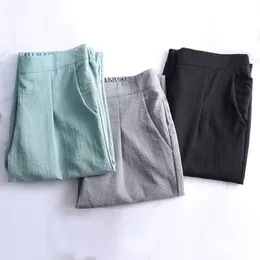 Calças femininas Capris Spring Summer Linen Harem Pants Plus Size S-5xl Casual Casual Colo