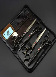 Com a poesia de embalagem de varejo Kerrylander 70 polegadas 6cr 62hrc Kit Scissors Kit Rainbowblack Hair Scissors Conjunto