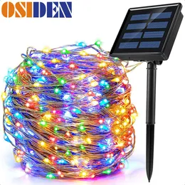 Garden Decorations OSIDEN LED Outdoor Solar String Lights 7m/12m/22m solar lamp for Fairy Holiday Christmas Party Garland Lighting IR Dimmable 221122