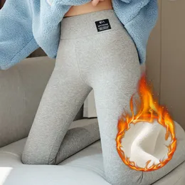 Kvinnors leggings vinterbyxor varm fleece förtjockning hög midja fast bekväm behåll stretchig leggin 221122