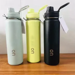 LL 710 ml Wasserflasche, Vakuum, Yoga, Fitness, Trinkhalme, Edelstahl, isoliert, Becher, Tassen mit Deckel, Wärmedämmung, Geschenkbecher