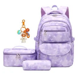 Backpacks Cartoon Star Printing Girls School Children Schoolbag for Girl Princess Backpack with Lunch Case Kids Bookbag Satchels 221122