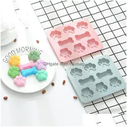 Baking Moulds Sile Cat Claw Mods Bone Microwave Oven Baking Ice Lattice Pudding Molds Cake Chocolates Mold Pure Color 3 6Yx J1 Drop Dhcg1