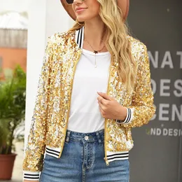 Kadın Ceketler Kadın Sequin Glitter Uzun Kollu Katlar Zarif Bahar Dış Giyim Ofis Bayanlar Katı Sokak Giyim 221122