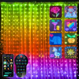 Christmas Decorations RGB Smart Curtain Lights DIY LED String Fairy Garland Lamp for Bedroom Navidad Decoration Garden Party Outdoor 221122