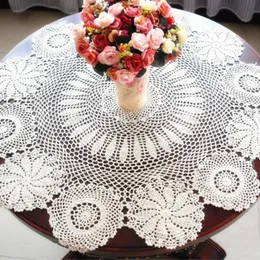 Table Cloth Round Crochet Handmade Lace cloth Vintage White Beige Color 221122