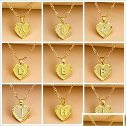 Pendant Necklaces Gold English Initial Necklace Letter Heart Pendant Necklaces Chains For Women Fashion Jewlry Gift Drop Delivery Je Dh98Y