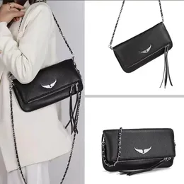 Luxury Womens Bag Wings Diamond-ironing Plain Messenger Sheepskin Leather Zadig Et Voltaire Crossbody Handbags Two Chain Ladies Clutch Hasp Bags