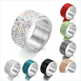 Band Rings FL Diamond rostfritt stål Förlovningsring för kvinna Knuckle Rings Fashion Jewelry Women Band Drop Delivery Dh590