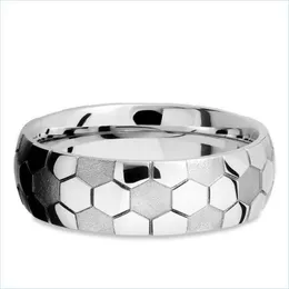 Кольца кольца из нержавеющей стали футбольная группа Ring Sport Pattern Rings for Wome Men Fashion Jewelry Drop Delive Dhxsr