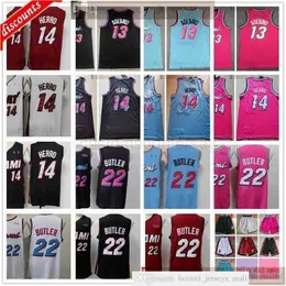 2020 New Basketball 22 Jimmy 14 Tyler Butler Herro Jerseys 13 Bam 25 Kendrick Ado Nunn Pink White Black City Blue Shirts