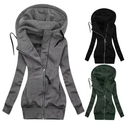 Womens Jackets Stylish Solid Color Zipper Winter Coat Skinfriendly Sweatshirt Closure Warm Hoodie Jacket Lady Clothing 221122