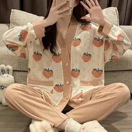 Kvinnors sömnkläder långärmad söt kawaii set kvinna 2 stycken pyjamas sommarpyjama för kvinnor kvinnors kläder pyjamas uppsättningar 221122