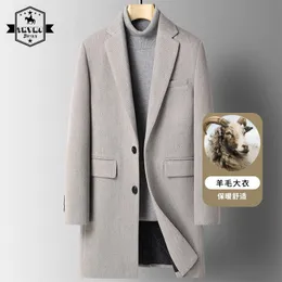 Herr ull blandar mitt långa peacoat män Autumn Winter Trench Coat En Korean Slim Fit Thicken Overcoat Manlig affärsjacka 221123