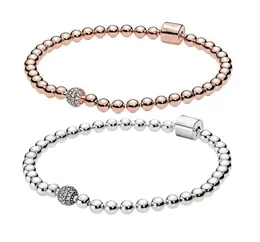 925 Sterling Silver Bracelet Strands Bedededs Pave Bead Bacelets Fit Pandora Women Womener Gufficle Gifts Luxury Jewelry With Origi3479015