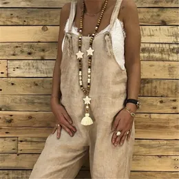 Women's Jumpsuits Rompers Women Casual Loose Jumpsuit Work Pure Color Daily Dungarees Sleeveless Plus Size Playsuit Wide Leg Loose Harem Trousers Overalls 221123