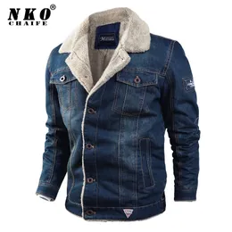 Men's Jackets CHAIFENKO Winter Denim Parkas Windproof Thick Fleece Warm Coat Fashion Casual Fur Collar Brand 6XL 221122
