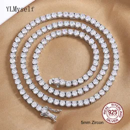 Anhänger-Halsketten aus massivem echtem 925er-Sterlingsilber 161718202224 Zoll Tenniskette Choker Pave 2345 mm glänzende Zirkon-Halskette für Männer und Frauen 221119