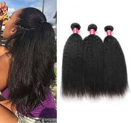 Brazilian Kinky Straight Human Hair Weave Bundles 8A Unprocessed Peruvian Malaysian Indian Italian Coarse Afro Yaki Straight Hair 1975246