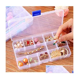 Aufbewahrungsboxen Bins 15 Grids Home Aufbewahrungsbox Leerer Behälter Klarer Fall für Schmuck Ohrringhalter Organizer Boxen Drop Delivery G DHDSI