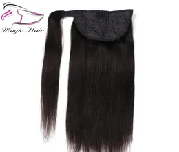 Evermagic Ponytail Human Hair Remy Remy Straight European Ponytail Frisur 100G 100 n natürliche Haarclip in Erweiterungen7603943