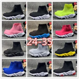 Designer Kids Shoes Casual Slides Socks Platform Youth Boys Grils Black Kid Speedy Speed ​​Trainer Runner Sneaker Sock Shoe Spädbarn Småbarn Sneakers Storlek 28-35 J2RD#