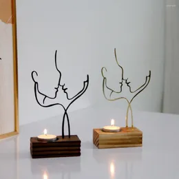 Candle Holders Holder Romantic Abstract Figure Artistic Decorative Decorate Wooden Couple Candlestick For El Pet Pentear Ferramentas