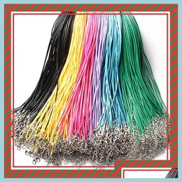 Kablolu tel 14 renk 50 cm balmumu deri kolye boncuk kablosu ip ipi tel ile ıstakoz tokalı bilezikler diy mücevher bulguları dhong