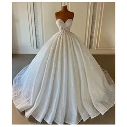 2023 Ballgown Wedding Dresses Bridal Gown Sweetheart Neckline Lace Applique Sequins Tulle Satin Floor Length Custom Made Plus Size Vestido de novia