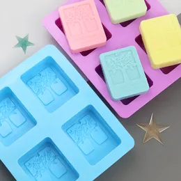 4 Cavities Rectangle Life Tree Silicone Mold DIY Candle Soap Craft Art Mousse Cake Dessert Kitchen Baking Tools MJ1157