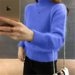 Camisolas femininas Autumn Cashmere Sweater Women Winter Wood Mohair Velvet Fleece Elasticity Soft Casual Pullover espesso quente solto 221123