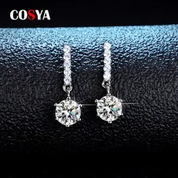 Charm Cosya Real 1 karat droppörhängen för kvinnor 100% 925 Sterling Silver Diamond Wedding Party Fine Jewets Gifts 221119