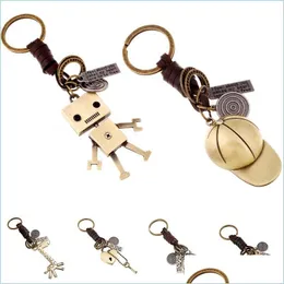 Nyckelringar Baseball Cap Key Ring Moverble Robot Giraff Owl Heart Keychain Holders Bag h￤nger Fashion Jewelry Gift Drop Delivery DHZN0