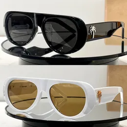 Óculos de sol feminino PERI011 Designer moda masculina óculos de sol tamanho 55 18 145 armação oval com logotipo de palmeira dourada e caixa original