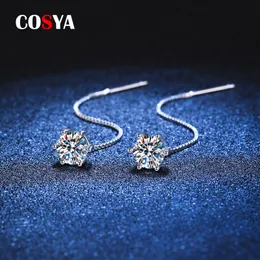 Stud Cosya 925 Sterling Silver 1CT D VVS1 Diamond with GRA Classic 6 أقراط شرابة الشقوق للنساء المجوهرات الراقية 221119