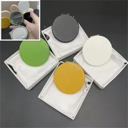 2022 New B Brand Compact Mirrors estilo UE PU Couro espelho quadrado de dupla face com bolsa de poeira e caixa original para Lady Good Quality 4 Color Stock Stock