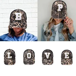 Boll Caps Fashion Leopard broderad 26 bokst￤ver baseball m￶ssa m￤n kvinnor hiphop hatt sommar andas mesh sol hattar f￶r 221122