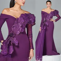 2022 아랍어 ASO EBI Purple Mermaid Prom Dresses 레이스 파란색 저녁 공식 파티 두 번째 리셉션 생일 약혼 가운 드레스 ZJ333
