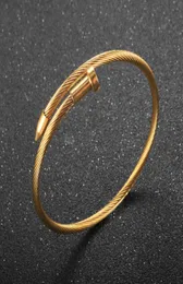 Zmfashion rostfritt stål tråd spikade justerbara armband lyxiga märke snygga skruvar armband för kvinnor dekoration smycken gåva